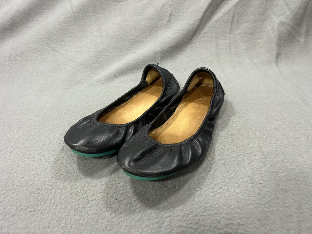 Tieks Shoes Womens Size 9 Black Leather Ballet Flats Teal Sole Casual Comfort